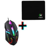 Rechargeable Bluetooth Wireless RGB Mouse – Silent Click, Dual Mode, 7-Color LED with Mousepad
