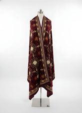 Elegant Maroon Velvet Embroidered Shawl
