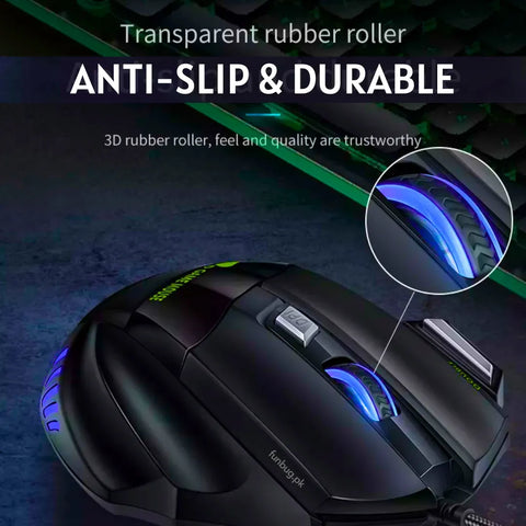 PRO RGB Gaming Mouse (3200 DPI) with FREE Mousepad – USB Wired, 6 Buttons, Braided Cable