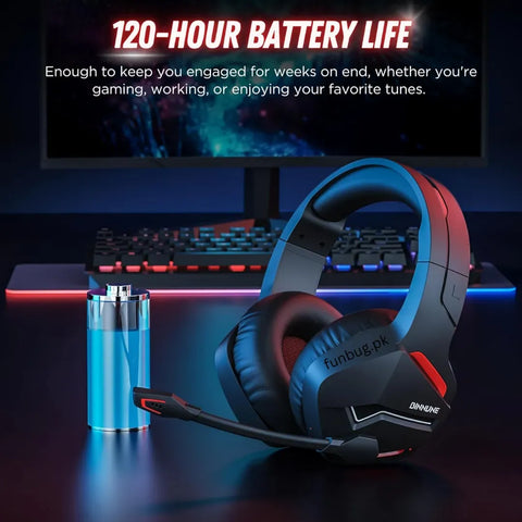 Wireless Bluetooth Gaming Headphones – 7.1 Surround Sound, HiFi Bass & RGB Lights (Wired/Wireless, Detachable Mic)
