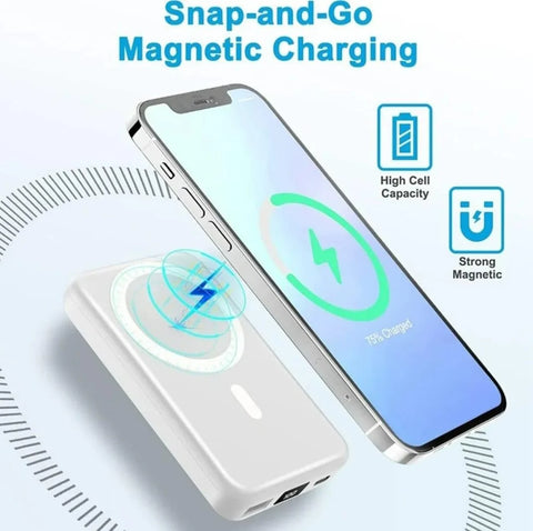 Magsafe Compatible 10,000mah Magnetic Wireless Power Bank – Compact Fast Charging Battery Pack(with Box)