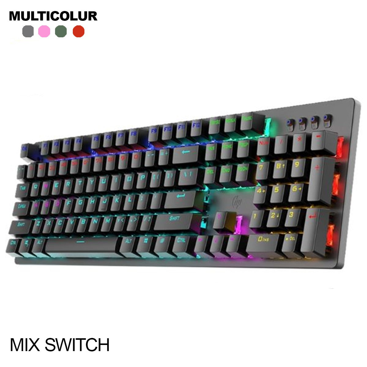 HP GK100 RGB Mechanical Gaming Keyboard – LED Backlit, Blue Switches, Anti-Ghosting, Wired USB
