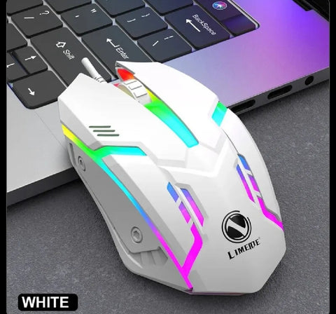 Elegant White RGB Gaming Mouse – 7-Color Lighting, Stylish Design, Perfect for Gamers