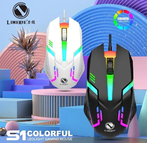 Elegant White RGB Gaming Mouse – 7-Color Lighting, Stylish Design, Perfect for Gamers