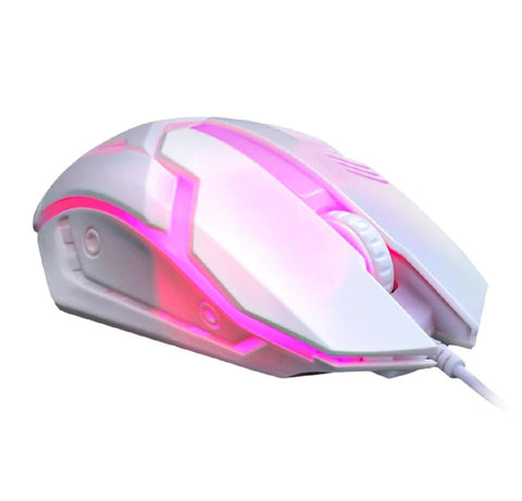 Elegant White RGB Gaming Mouse – 7-Color Lighting, Stylish Design, Perfect for Gamers