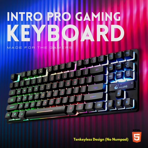 87-Key TKL RGB Gaming Keyboard – Semi-Mechanical, Backlit USB Wired, Ergonomic & Anti-Ghosting