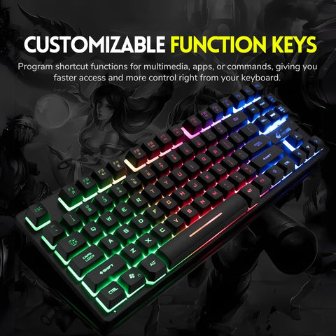 87-Key TKL RGB Gaming Keyboard – Compact Semi-Mechanical, Anti-Ghosting, Wired USB