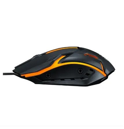 RGB Gaming Mouse with Mousepad – 7-Color LED, USB Wired, Medium Red Pad, Black & White