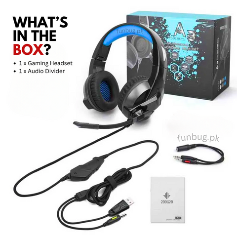 FunBug Gaming Headset – Over-Ear Headphones with Noise-Cancelling Mic & Stereo Bass