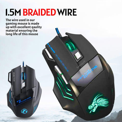 PRO RGB Gaming Mouse (3200 DPI) with FREE Mousepad – USB Wired, 6 Buttons, Braided Cable
