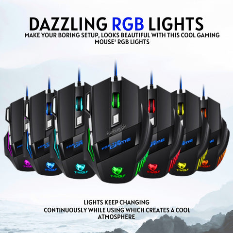 PRO RGB Gaming Mouse (3200 DPI) with FREE Mousepad – USB Wired, 6 Buttons, Braided Cable
