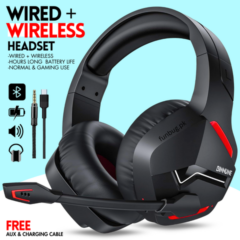 Wireless Bluetooth Gaming Headphones – 7.1 Surround Sound, HiFi Bass & RGB Lights (Wired/Wireless, Detachable Mic)