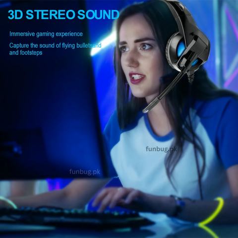 FunBug Gaming Headset – Over-Ear Headphones with Noise-Cancelling Mic & Stereo Bass