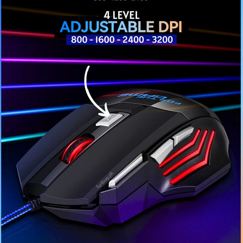 PRO RGB Gaming Mouse (3200 DPI) with FREE Mousepad – USB Wired, 6 Buttons, Braided Cable