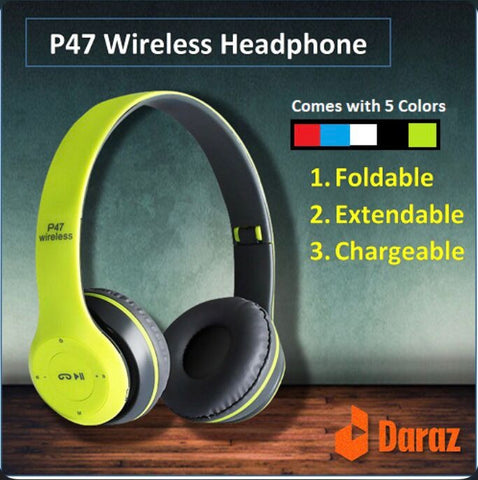 P47 Wireless Bluetooth Headphones – Foldable Headset with Mic, FM & TF Support