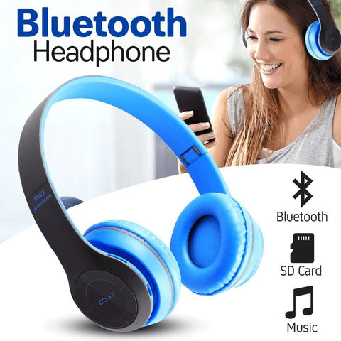 P47 Wireless Bluetooth Headphones – Over-Ear with SD Card Support & Pop-Up Pairing