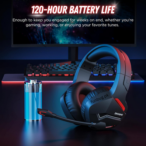 Wireless Bluetooth Gaming Headphones – 7.1 Surround Sound, HiFi Bass & RGB Lights (Wired/Wireless, Detachable Mic)