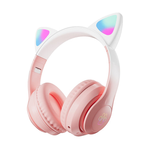 Gradient Cat Ear Wireless Headphones – Bluetooth with LED Lights (Mobile, PC, Laptop)