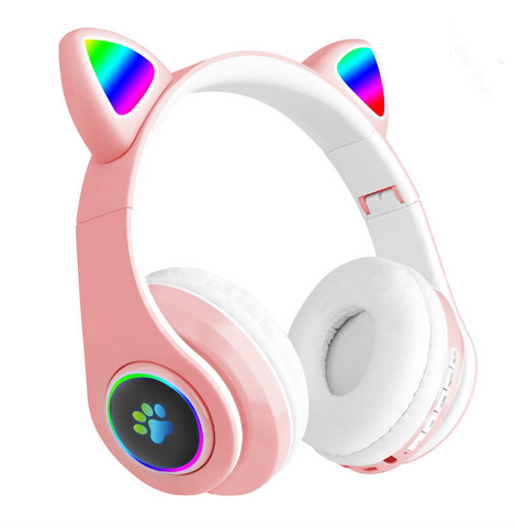 Gradient Cat Ear Wireless Headphones – Bluetooth with LED Lights (Mobile, PC, Laptop)