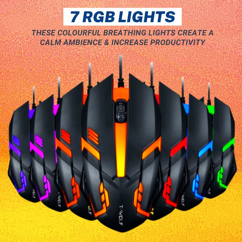 RGB LED Gaming Mouse – 7 Colors, USB Wired, Adjustable DPI (600-3200), No-Lag Performance