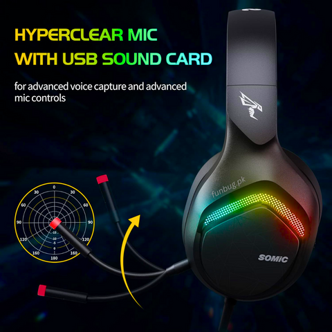 SOMIC RGB Gaming Headset – Stereo Bass, Noise-Reducing Mic, 3.5mm Wired (PC, PS4/PS5, Xbox, Mobile)