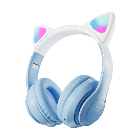 Gradient Cat Ear Wireless Headphones – Bluetooth with LED Lights (Mobile, PC, Laptop)