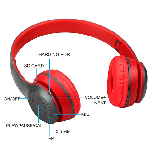 P47 Wireless Bluetooth Headphones – Over-Ear with SD Card Support & Pop-Up Pairing