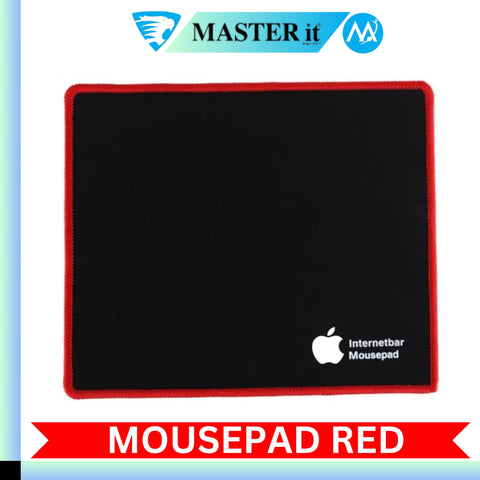 RGB Gaming Mouse with Mousepad – 7-Color LED, USB Wired, Medium Red Pad, No Side Buttons (Black & White)