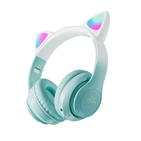 Gradient Cat Ear Wireless Headphones – Bluetooth with LED Lights (Mobile, PC, Laptop)