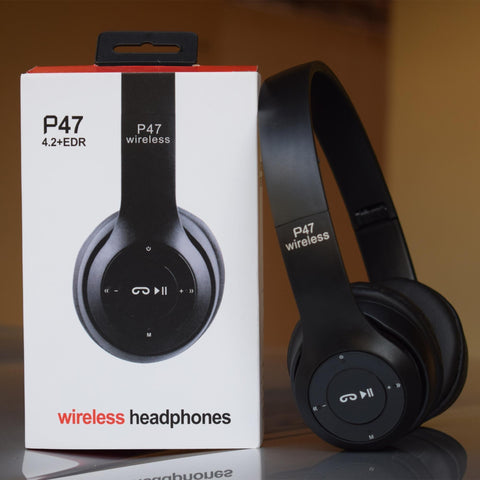 P47 Wireless Bluetooth Headphones – Foldable Headset with Mic, FM & TF Support