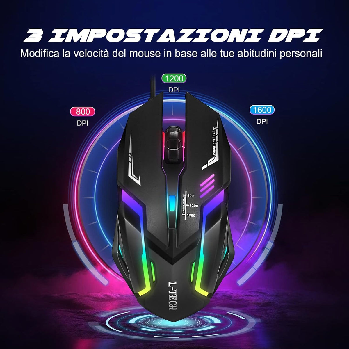 RGB Gaming Mouse with High-Quality Red Mousepad – 7-Color LED, USB Wired, No Side Buttons