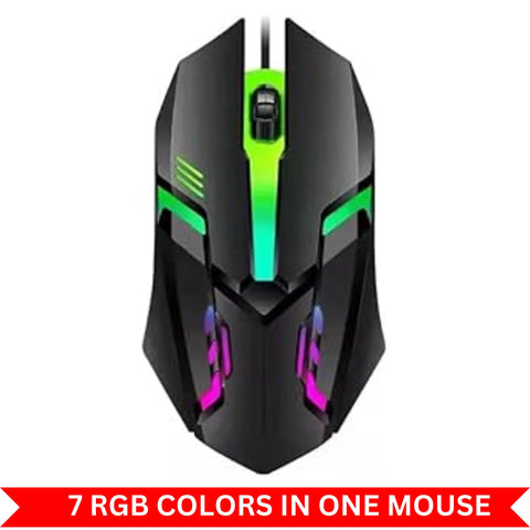RGB LED Gaming Mouse – 7 Colors, USB Wired, Adjustable DPI (600-3200), No-Lag Performance
