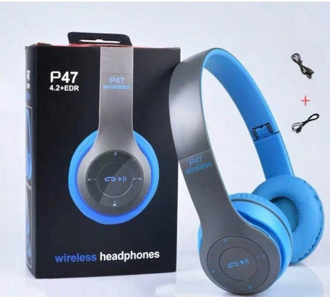 P47 Wireless Bluetooth Headphones – Foldable Headset with Mic, FM & TF Support