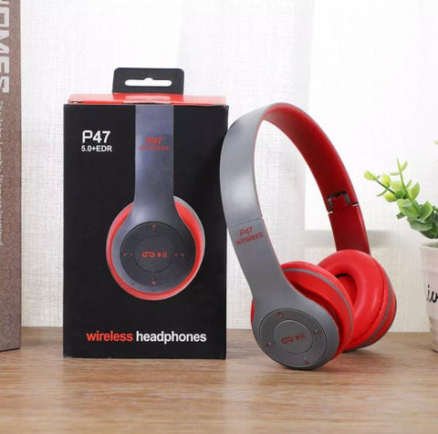 P47 Wireless Bluetooth Headphones – Foldable Headset with Mic, FM & TF Support