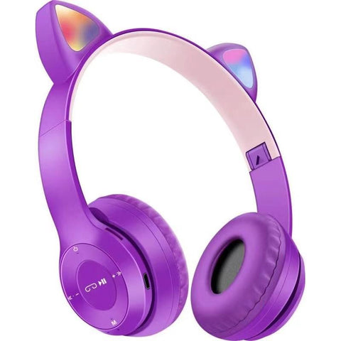 Gradient Cat Ear Wireless Headphones – Bluetooth with LED Lights (Mobile, PC, Laptop)